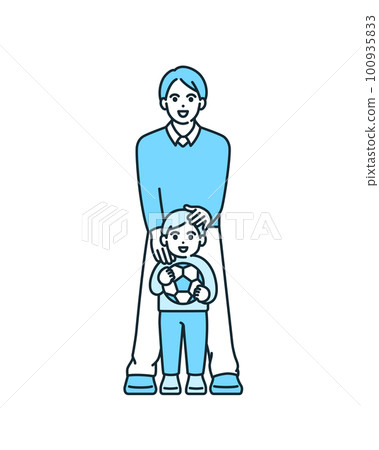 父親和兒子微笑。好朋友和父母的插圖素材。 100935833