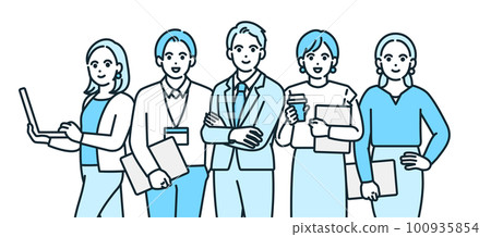 Sales, engineers, designers, back office. Various people working in a company. Vector illustration material. 100935854