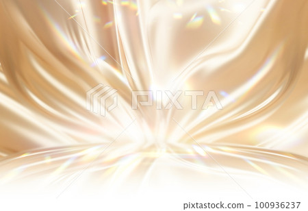 優雅的金色緞面絲綢波浪質感 優雅的金色緞面絲綢波浪質感 100936237