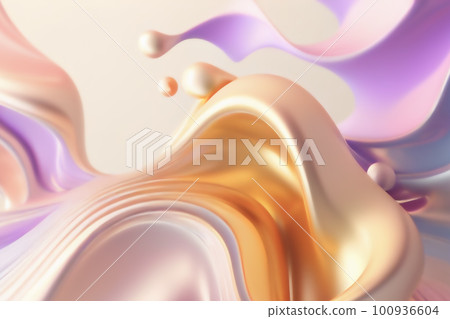 五顏六色的金色金屬波浪背景，柔和的色彩 100936604