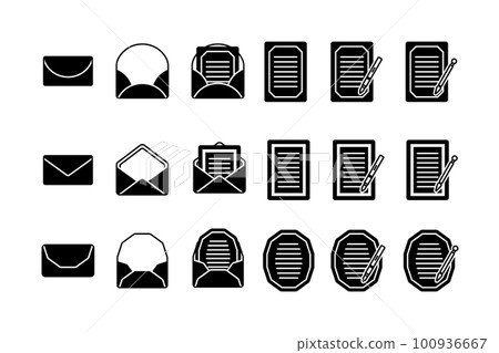 信封和信紙圖標/商務/紙/插圖/書房/備忘錄/筆/信件套組/航空郵件/鋼筆 100936667