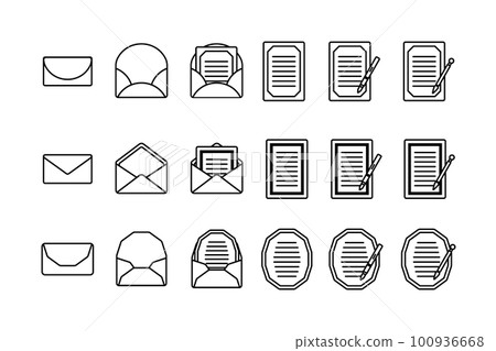 信封和信紙圖標/商務/紙/插圖/書房/備忘錄/筆/信件套組/航空郵件/鋼筆 100936668