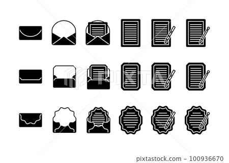信封和信紙圖標/商務/紙/插圖/書房/備忘錄/筆/信件套組/航空郵件/鋼筆 100936670