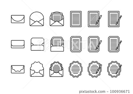 信封和信紙圖標/商務/紙/插圖/書房/備忘錄/筆/信件套組/航空郵件/鋼筆 100936671