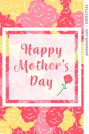 康乃馨背景上帶有方形邊框的母親節母親節橫幅英語 100937542