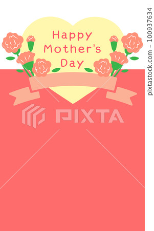 母親節母親節橫幅裝飾康乃馨花圈和絲帶英語 100937634