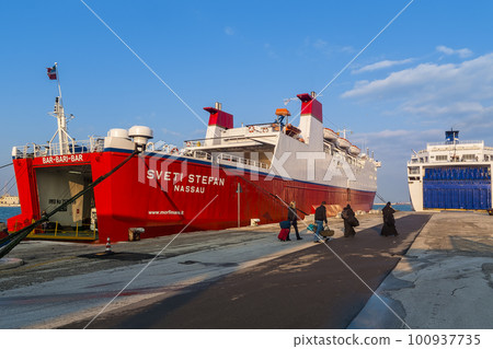International ferry docked at the port of Bari, Italy / Bari, Italy International ferry docked at the port of Bari, Italy / Bari, Italy 100937735