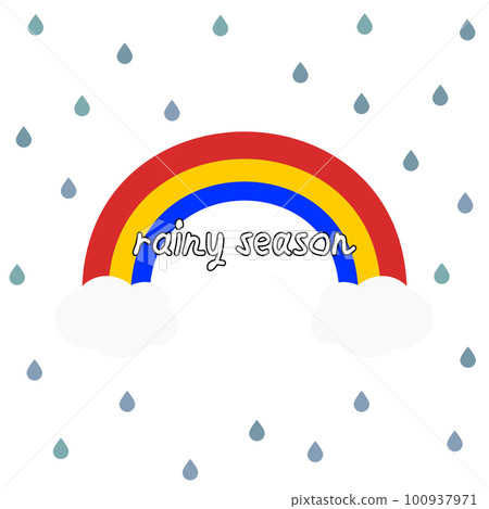 Illustration of a rainbow with text of the rainy season 1 Illustration of a rainbow with text of the rainy season 1 100937971