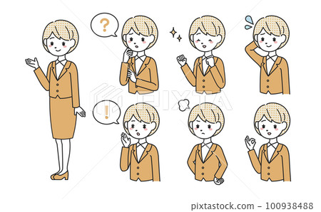 Female pose set in suit 100938488