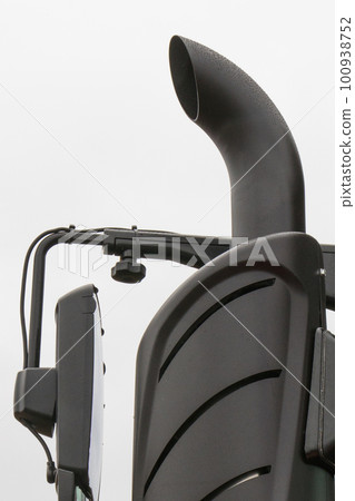 Exhaust pipe and mirror of truck or tractor. Reduction smoke in transportation 100938752