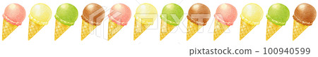 Single ice cream colored pencil drawing one point line Single ice cream colored pencil drawing one point line 100940599