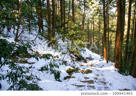 有雪的冬天山行跡 有雪的冬天山行跡 100941465