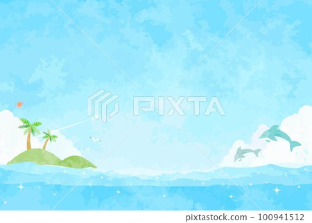 Background illustration with sea and palm trees 100941512