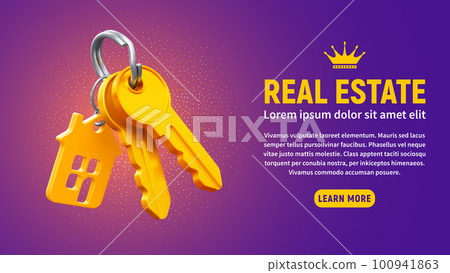Banner with Keys and Keychain House 100941863