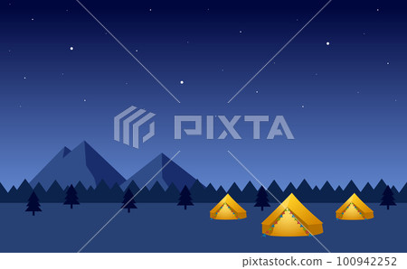 晚上的豪華露營插畫 100942252