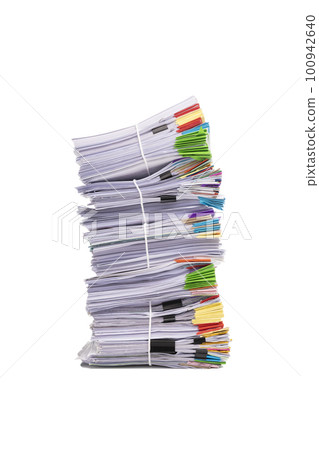 Stack of business documents papers isolated on white background Stack of business documents papers isolated on white background 100942640
