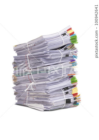 Stack of business documents papers isolated on white background Stack of business documents papers isolated on white background 100942641