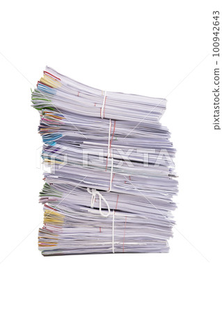 Stack of business documents papers isolated on white background 100942643