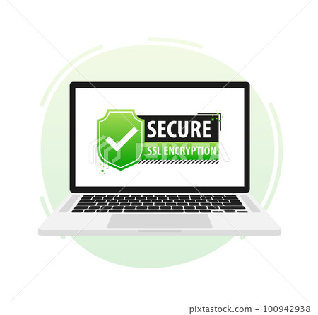 Secure connection. SSL shield protected. https certificate privacy icon. Ssl safe Secure connection. SSL shield protected. https certificate privacy icon. Ssl safe 100942938