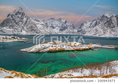 Beautiful nature lanscape of Lofoten in Norway, Europe Beautiful nature lanscape of Lofoten in Norway, Europe 100943973