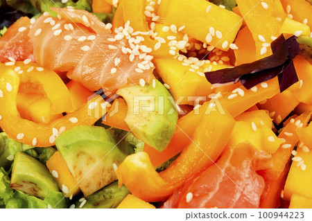Asian salad with smoked trout. 100944223