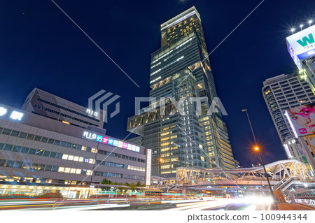 阿倍野Harukas和天王寺站的夜景 100944344