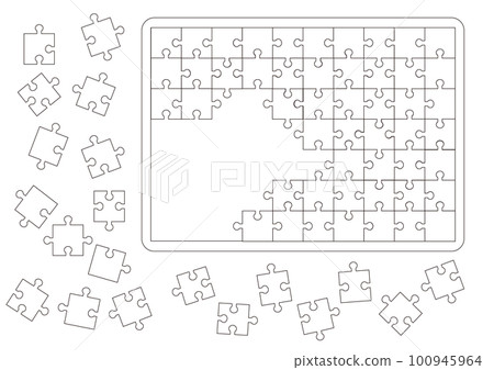 White jigsaw puzzle in progress White jigsaw puzzle in progress 100945964
