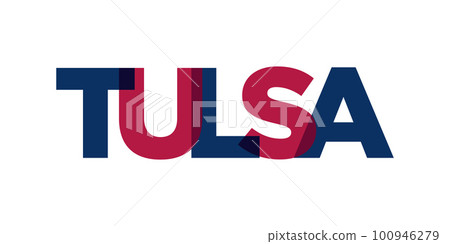 Tulsa, Oklahoma, USA typography slogan design. America logo with graphic city lettering for print and web. Tulsa, Oklahoma, USA typography slogan design. America logo with graphic city lettering for print and web. 100946279