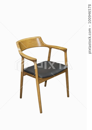 Comfortable wooden chair with armrests on white background Comfortable wooden chair with armrests on white background 100946578