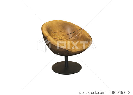 Luxurious armchair made of solid oak log. Interior element 100946860