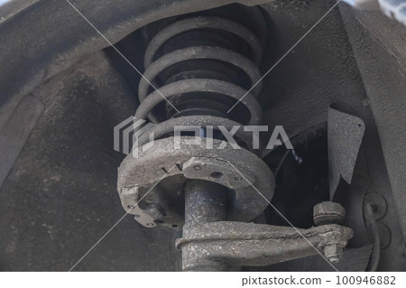 old dirty tie rod end and shock absorber old dirty tie rod end and shock absorber 100946882