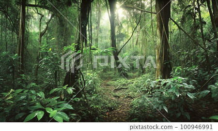 Jungle dense forest background material Jungle dense forest background material 100946991
