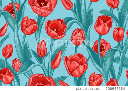 Seamless pattern with Tulip flowers 2 Seamless pattern with Tulip flowers 2 100947684