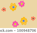 Painting of colorful flowers on yellow background 100948706