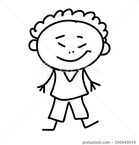 doodle kid, outline cartoon vector drawing child vector doodle kid, outline cartoon vector drawing child vector 100949059
