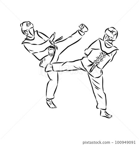 illustration of Taekwondo. Hand drawn. taekwondo vector 100949091