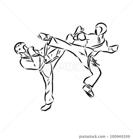 illustration of Taekwondo. Hand drawn. taekwondo vector illustration of Taekwondo. Hand drawn. taekwondo vector 100949109