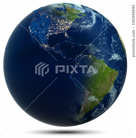 Planet Earth city lights white isolated 100949695