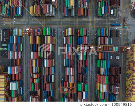 Aerial view of Yantian port in Shenzhen city, China 100949816