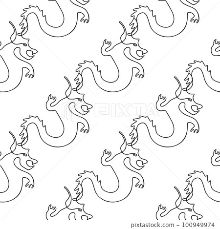 Seamless pattern with dragon illustration in line 100949974