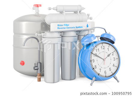 Alarm clock with reverse osmosis system, 3D rendering Alarm clock with reverse osmosis system, 3D rendering 100950795