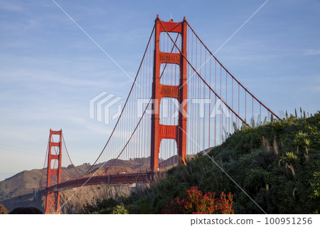 View of famous landmark the Golden Gate Bridge . San Francisco, California, USA View of famous landmark the Golden Gate Bridge . San Francisco, California, USA 100951256