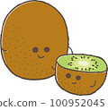 One simple kiwi and cut kiwi cute character 100952045