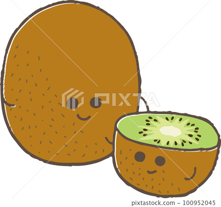 One simple kiwi and cut kiwi cute character 100952045