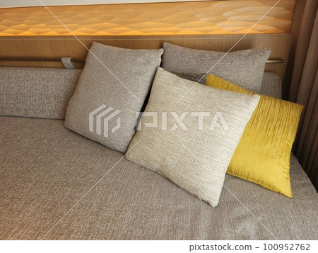 gray and yellow cushion 100952762