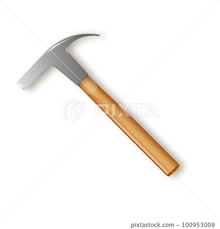 Climbers hammer with a yellow wooden handle. vector . Climbers hammer with a yellow wooden handle. vector . 100953009