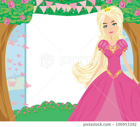 invitation with a beautiful sweet princess - floral frame invitation with a beautiful sweet princess - floral frame 100953392