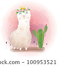 Cute Llama design with cactus. 100953521