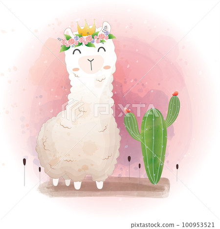 Cute Llama design with cactus. Cute Llama design with cactus. 100953521