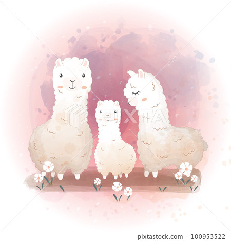 Happy Family Day picture with Llama family. 100953522